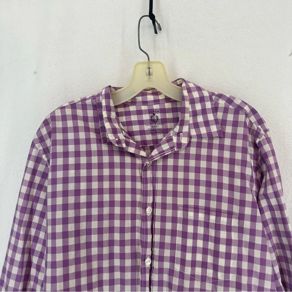 J Crew Lightweight Button Down Shirt Checkered Mens Medium‎ Purple
